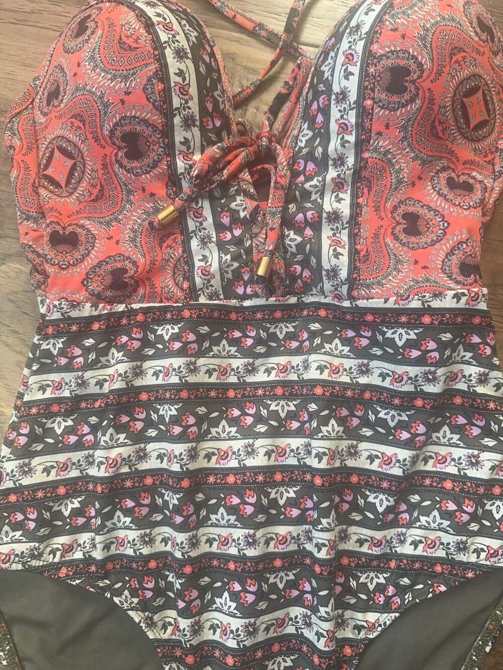 Jets by Jessika Allen Plunge V-Neck One Piece Swimsuit Arabian Spice Size 6 - Picture 4 of 8